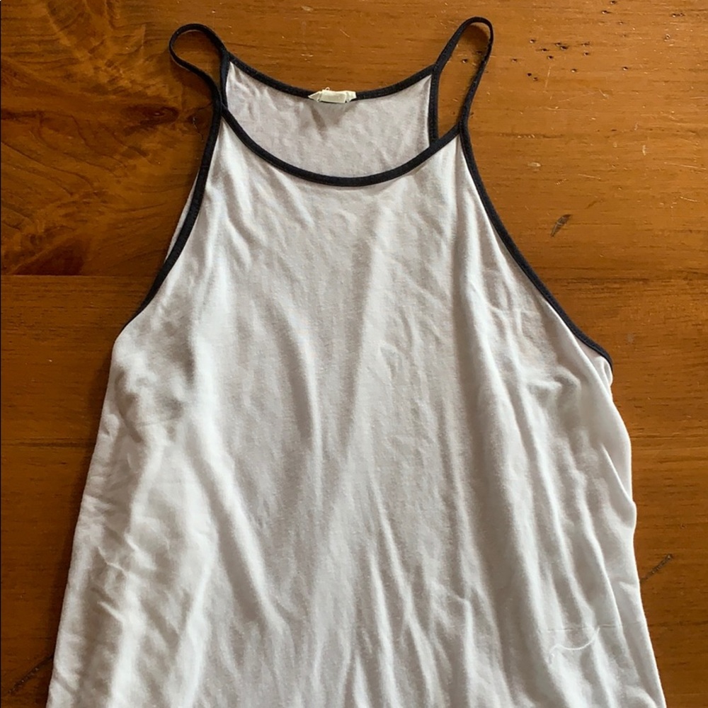 Garage white tank top with blue seams
